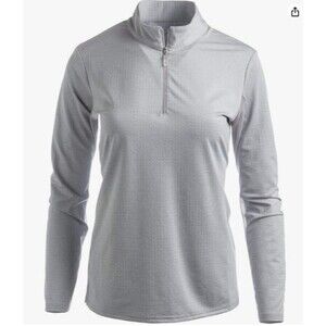 Bette & Court Swing Mock Long Sleeve Golf Shirt Medium Heather Gray